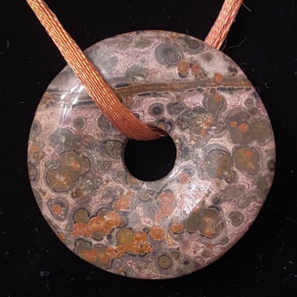 Orbicular Jasper Earth Colors Donut Pendant - Picture 3 of 3
